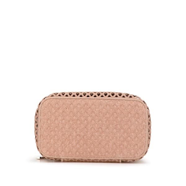 Pre-owned Dior Mesh Embroidered Diortravel Vanity Case Pink