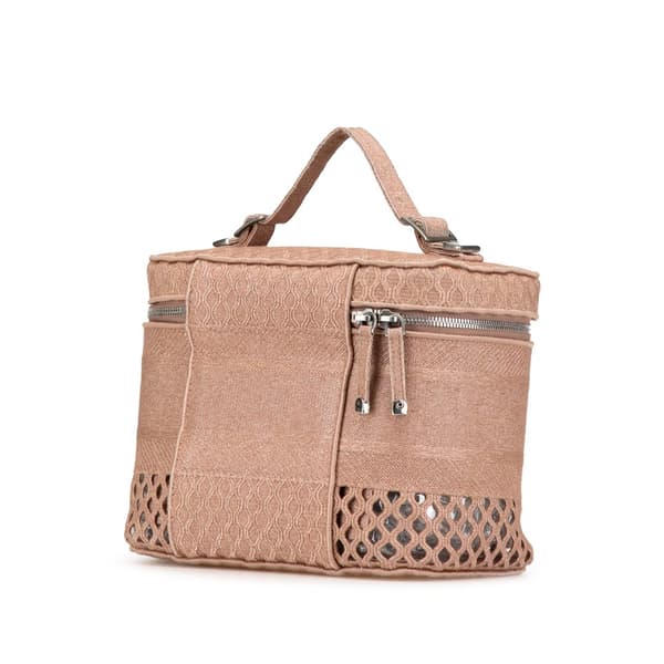 Pre-owned Dior Mesh Embroidered Diortravel Vanity Case Pink