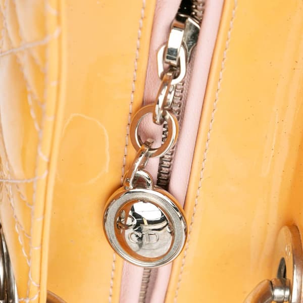 Pre-owned Dior Medium Patent Cannage Lady Dior Brown