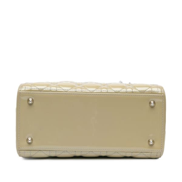 Pre-owned Dior Medium Patent Cannage Lady Dior Brown