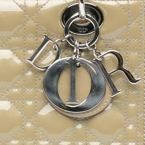 Pre-owned Dior Medium Patent Cannage Lady Dior Brown