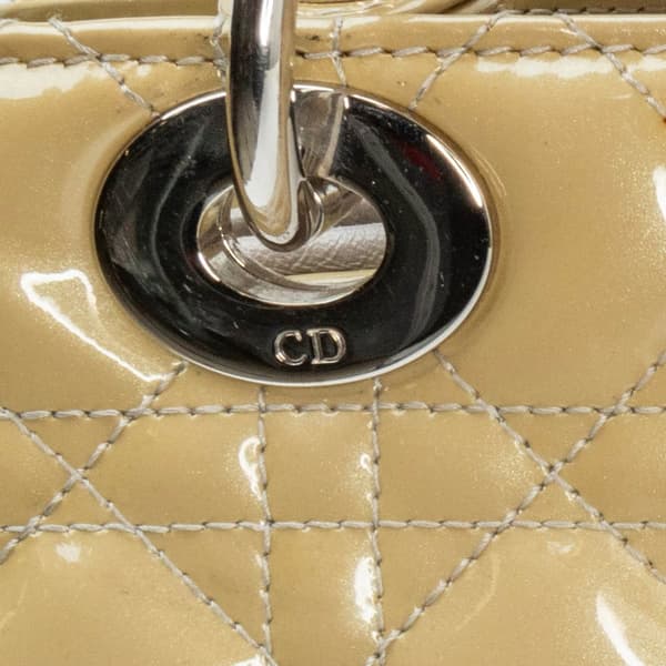 Pre-owned Dior Medium Patent Cannage Lady Dior Brown