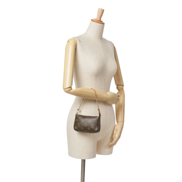 Pre-owned Louis Vuitton Monogram Mini Pochette Accessoires Brown