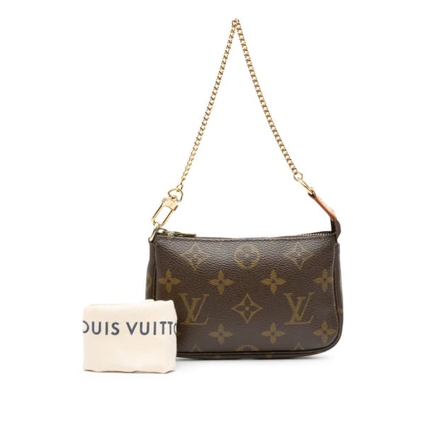 Pre-owned Louis Vuitton Monogram Mini Pochette Accessoires Brown
