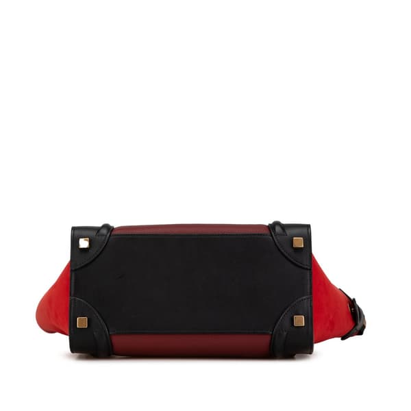 Pre-owned Celine Micro Tricolor Calfskin Luggage Tote Red