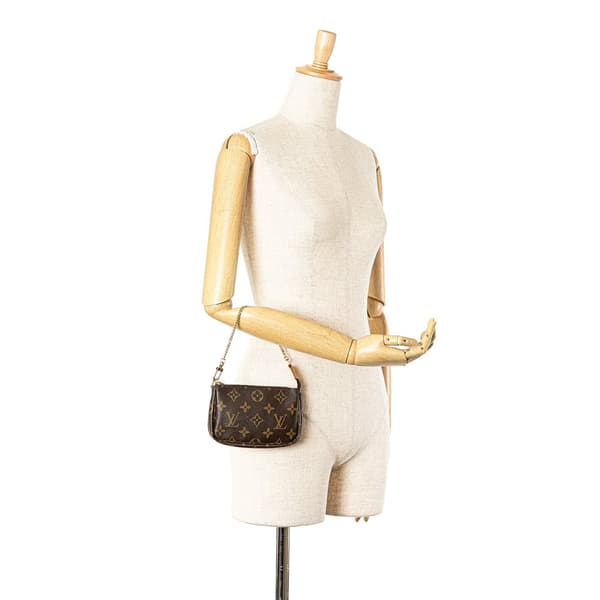 Pre-owned Louis Vuitton Monogram Mini Pochette Accessoires Brown