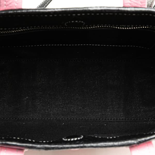 Pre-owned Balenciaga Small Lambskin Barbes East West Striped Shopper Tote Pink