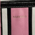 Miniatyrbillede 10 af 10: Pre-owned Balenciaga Small Lambskin Barbes East West Striped Shopper Tote Pink