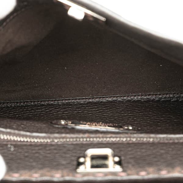 Pre-owned Fendi Mini Calfskin Romano Selleria Peekaboo Iconic Fit Satchel Brown