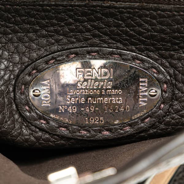 Pre-owned Fendi Mini Calfskin Romano Selleria Peekaboo Iconic Fit Satchel Brown