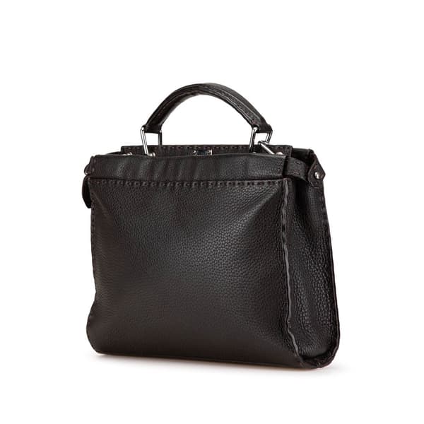 Pre-owned Fendi Mini Calfskin Romano Selleria Peekaboo Iconic Fit Satchel Brown