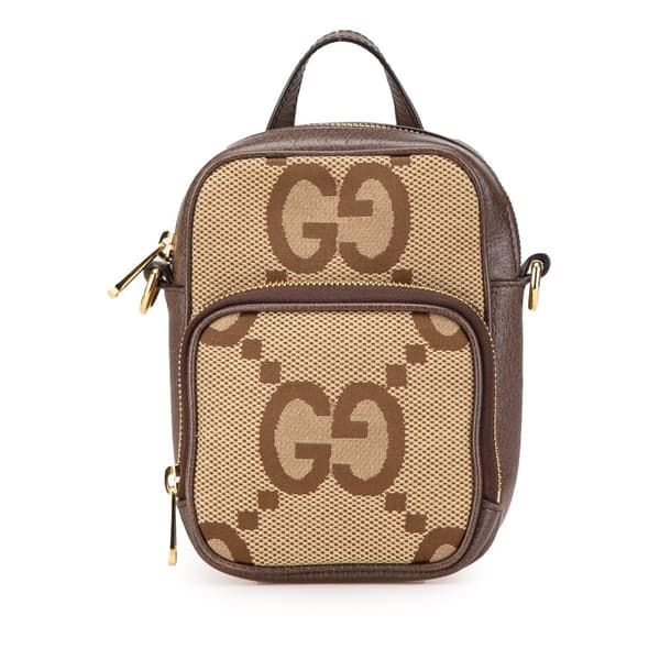 Pre-owned Gucci Micro Jumbo GG Canvas Web Top Handle Bag Brown