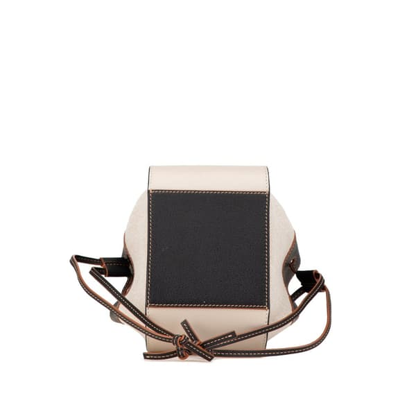 Pre-owned LOEWE Mini Leather and Canvas Hammock Bag White
