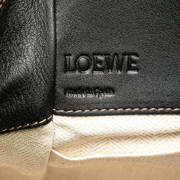 Pre-owned LOEWE Mini Leather and Canvas Hammock Bag White