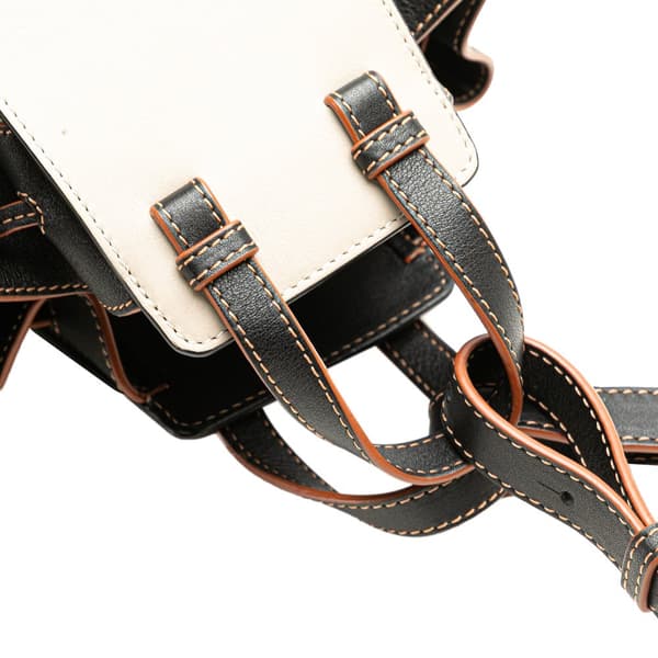Pre-owned LOEWE Mini Leather and Canvas Hammock Bag White