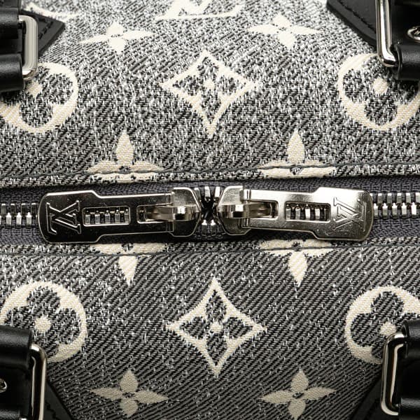 Pre-owned Louis Vuitton Monogram Jacquard Denim Speedy Bandouliere 25 Gray