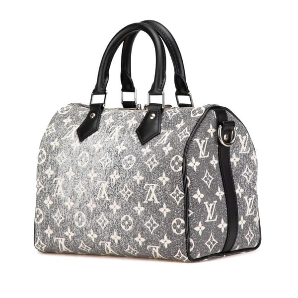 Pre-owned Louis Vuitton Monogram Jacquard Denim Speedy Bandouliere 25 Gray