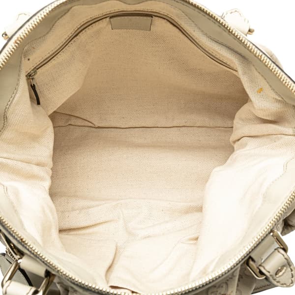Pre-owned Gucci Guccissima Sukey Satchel White