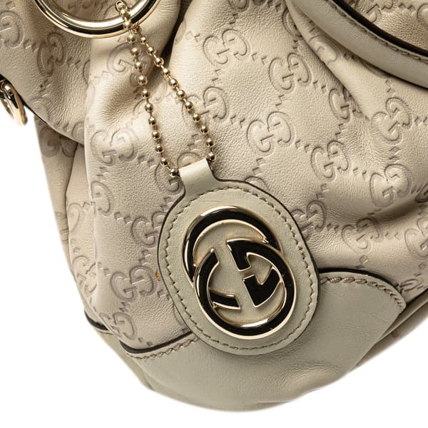 Pre-owned Gucci Guccissima Sukey Satchel White