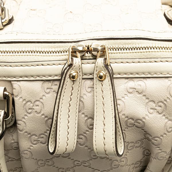 Pre-owned Gucci Guccissima Sukey Satchel White