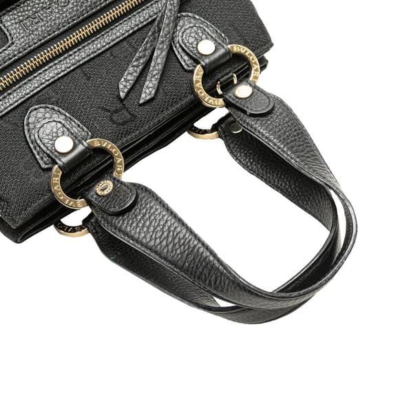 Pre-owned Bvlgari Logomania Canvas Handbag Black