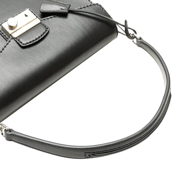 Pre-owned Prada Vitello Stitched Sound Lock Satchel Black
