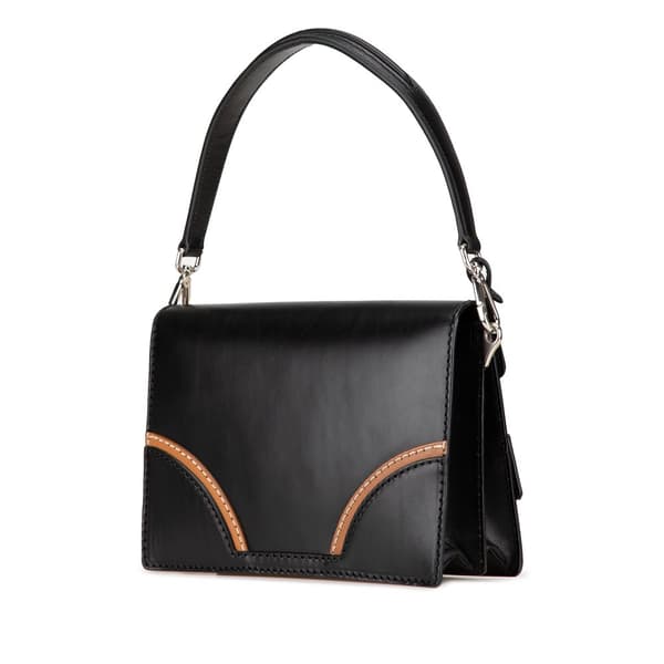 Pre-owned Prada Vitello Stitched Sound Lock Satchel Black