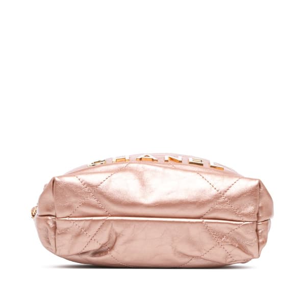Pre-owned Chanel Mini Metallic Quilted Calfskin 22 Satchel Pink