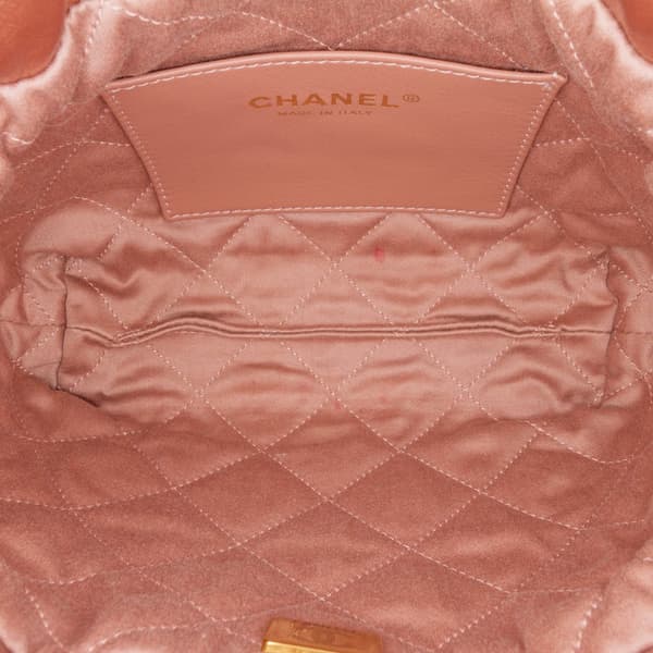 Pre-owned Chanel Mini Metallic Quilted Calfskin 22 Satchel Pink