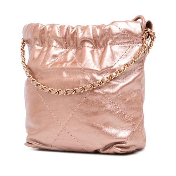 Pre-owned Chanel Mini Metallic Quilted Calfskin 22 Satchel Pink
