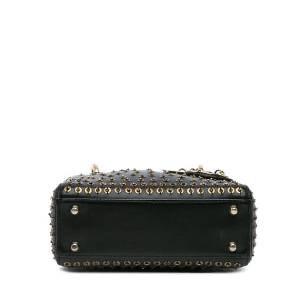 Pre-owned Dior Mini Calfskin Embellished Lady Dior Black