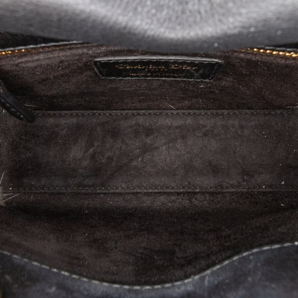 Pre-owned Dior Mini Calfskin Embellished Lady Dior Black