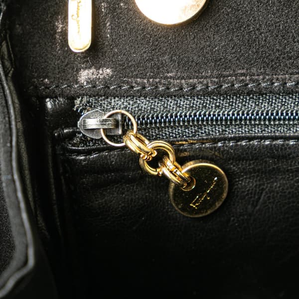Pre-owned Ferragamo Suede Vara Bow Satchel Black