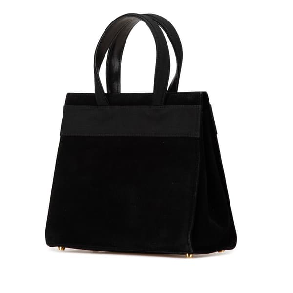 Pre-owned Ferragamo Suede Vara Bow Satchel Black
