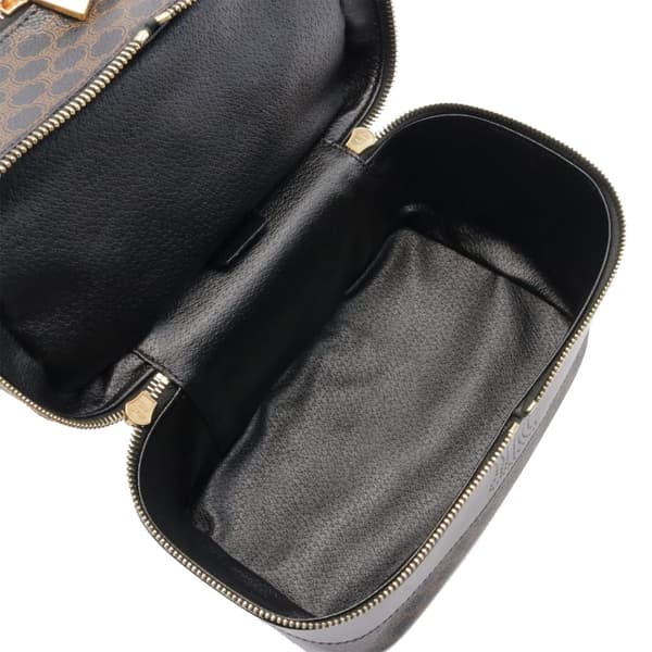 Pre-owned Celine Macadam Coated Canvas Double Zip Vanity Bag Brown