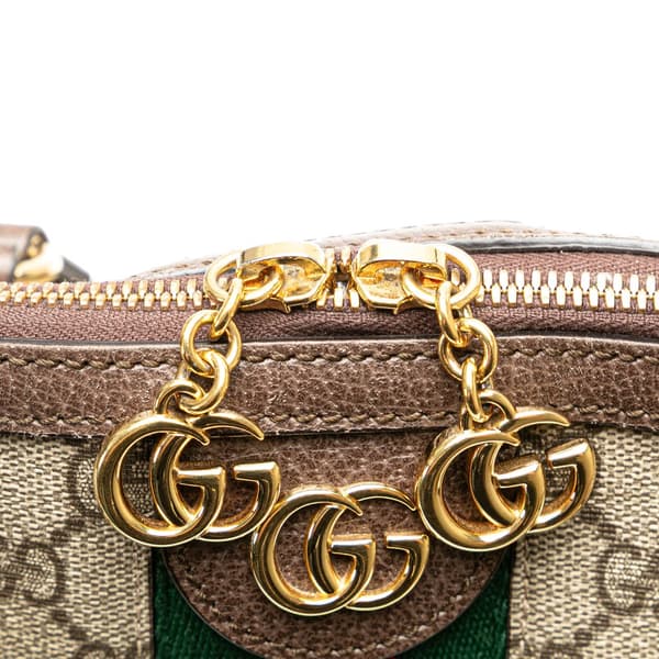 Pre-owned Gucci Medium GG Supreme Ophidia Web Satchel Brown
