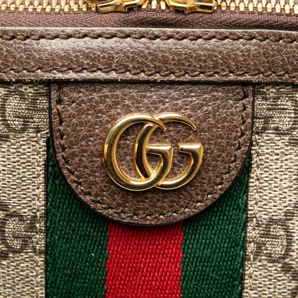 Pre-owned Gucci Medium GG Supreme Ophidia Web Satchel Brown