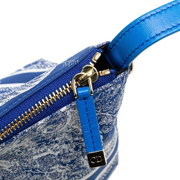 Pre-owned Dior Small Technical Fabric Toile de Jouy Reverse DiorTravel Nomad Pouch Blue