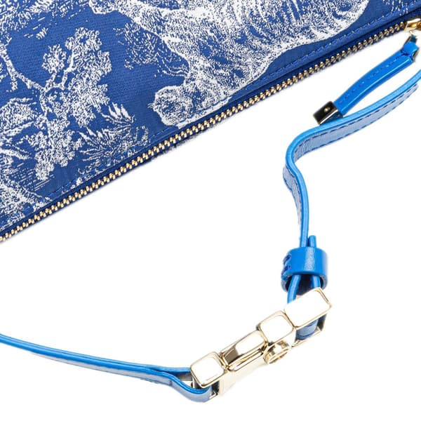 Pre-owned Dior Small Technical Fabric Toile de Jouy Reverse DiorTravel Nomad Pouch Blue