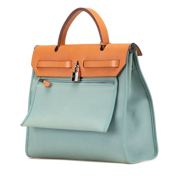 Pre-owned Hermès Toile Herbag Zip 31 Blue
