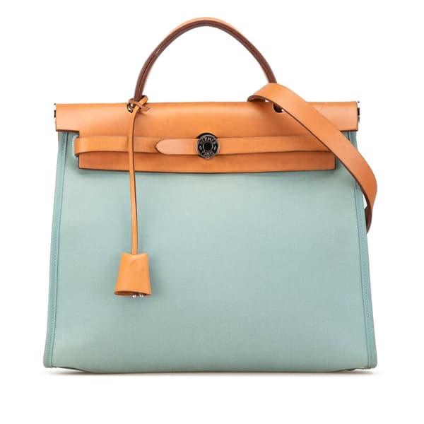 Pre-owned Hermès Toile Herbag Zip 31 Blue