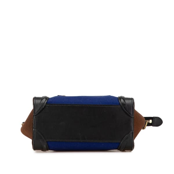 Pre-owned Celine Nano Tricolor Felt Luggage Tote Blue
