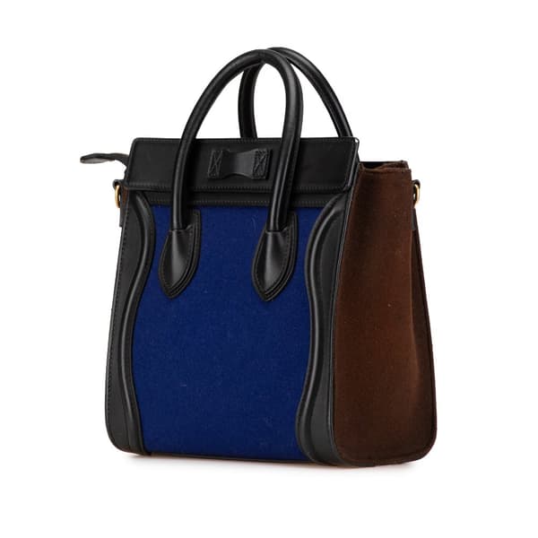 Pre-owned Celine Nano Tricolor Felt Luggage Tote Blue