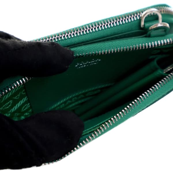 Pre-owned Prada Mini Saffiano Lux Double Triangle Satchel Green