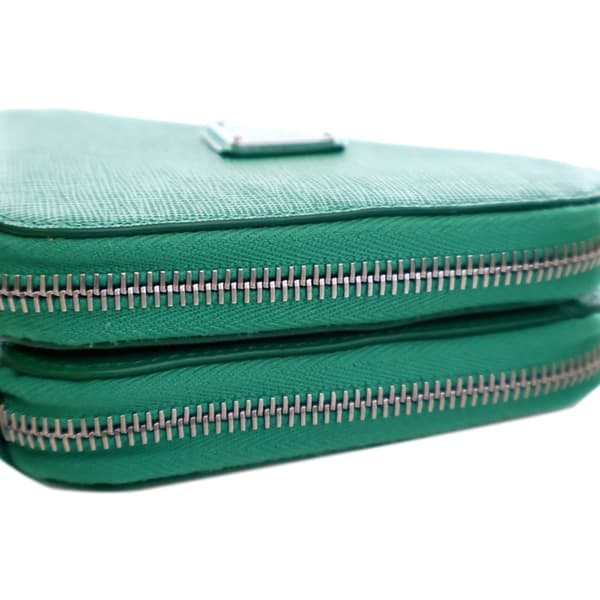 Pre-owned Prada Mini Saffiano Lux Double Triangle Satchel Green