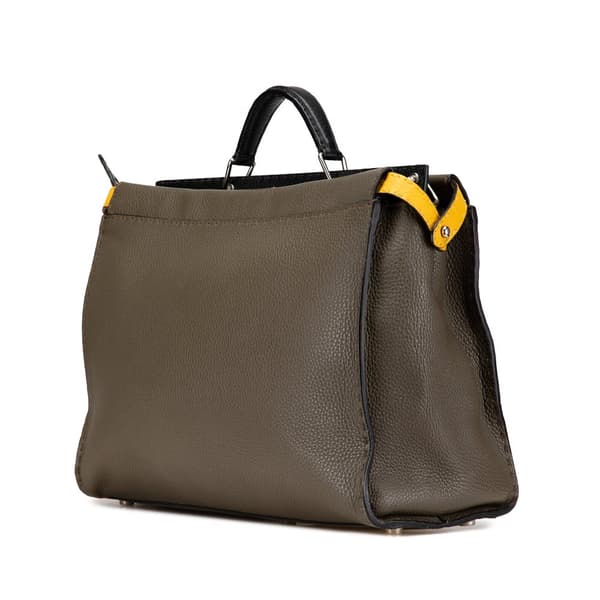 Pre-owned Fendi Large Selleria Peekaboo Iconic Satchel Brown