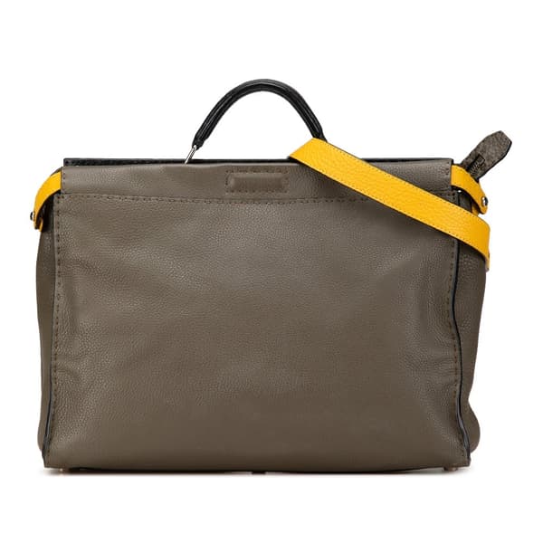 Pre-owned Fendi Large Selleria Peekaboo Iconic Satchel Brown