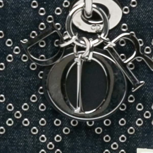 Pre-owned Dior Medium Denim Cannage Eyelet Lady D Joy Blue