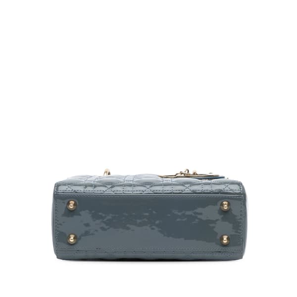 Pre-owned Dior Small Patent Cannage Lady Dior Blue