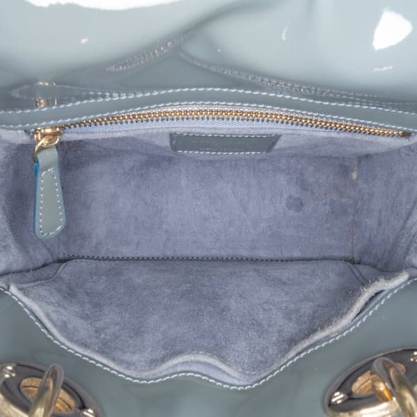 Pre-owned Dior Small Patent Cannage Lady Dior Blue